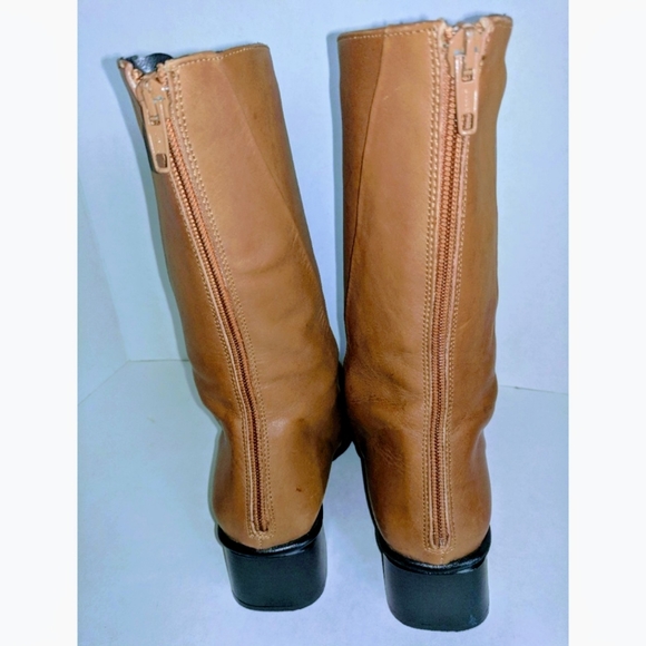 Italian Leather Boots Back Zipper - Picture 6 of 9